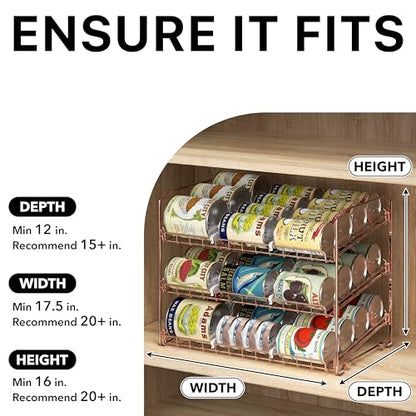 Simple Houseware 3-Tier Stackable Can Organizer Rack 36 Cans, Rose Gold - color: Rose Gold