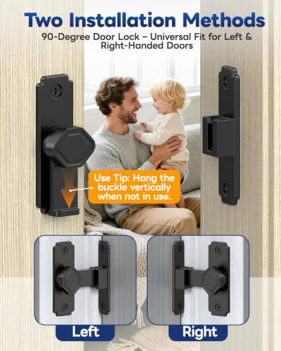 Pocket Door Lock, 90 Degree Latch, Barn Door Hardware Black 1PC - color: Black-1 Pc