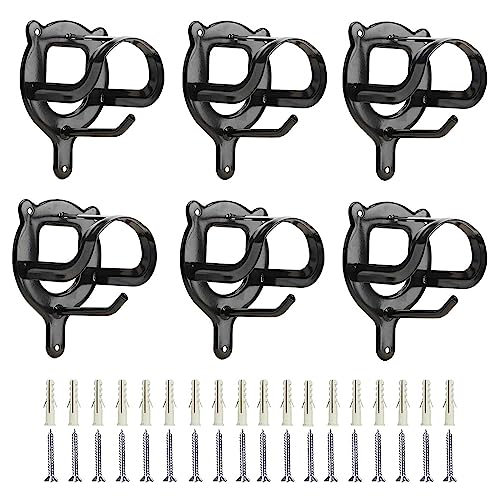 6 Counts Horse Bridle Rack Bracket Hooks Metal Halter Hanger with Tubes and Screws for Horse Barn Supplies, Black