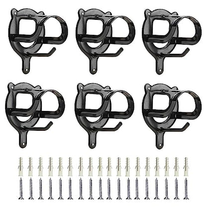 6 Counts Horse Bridle Rack Bracket Hooks Metal Halter Hanger with Tubes and Screws for Horse Barn Supplies, Black