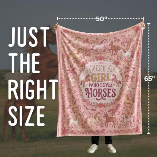 Huglanket Horse Blanket, Pink Throw Blanket for All Seasons | Soft Comfort Cozy Blanket for Couch Sofa Chair Lightweight