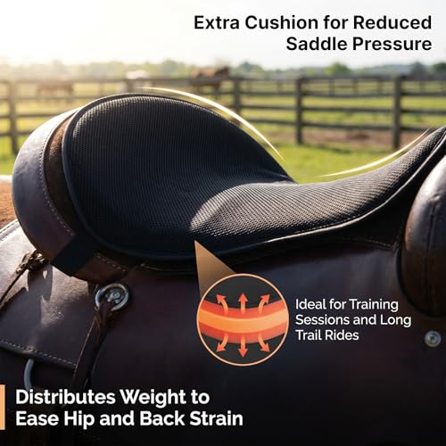 Western Saddle Seat Saver Cushion Pad for Horses, Breathable Shock Absorbing Saddle Seat Cushion with Adjustable Straps, Moisture Wicking Western Saddle Cover for Trail Riding & Endurance Riding
