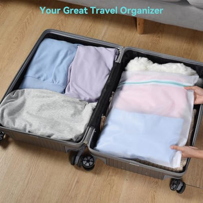 OTraki Medium Mesh Laundry Bags 20x24 inch Zipper Lingerie Bags for Washing Delicates Laundry Mesh Bag Machine Washable for Travel Dorm Hotel Camp, Don't Drying, Melting 140-176℉ White - size: 20 x 24 inch