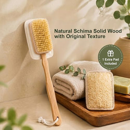 Back Scrubber for Shower, Long Handle Boar Bristle Body Brush | Exfoliating,Wet & Dry Use,Durable Wooden Handle,Self-Care Gift,Shower Essential,Ergonomic Grip,Full Back Coverage
