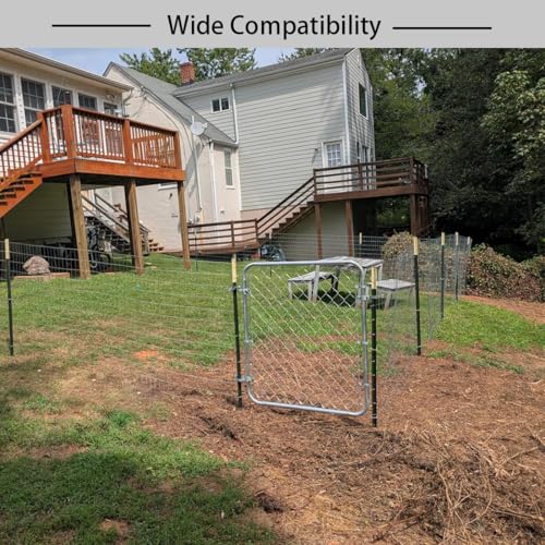 Heavy Duty T-Post Gate Hinge Kit, 1-5/8″Chain Link Fence Gate Post Hinge Pins, Galvanized Steel Easy Install Hardware for Farm, Garden, Backyard Gate