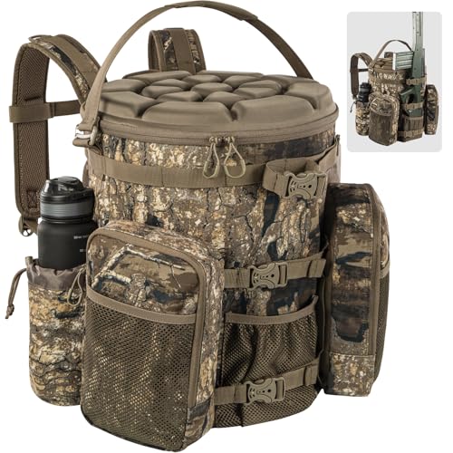 BLISSWILL Hunting Bucket Backpack with Seat Suitable for 5-gallon fishing - color: Rock Bark