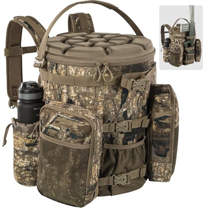BLISSWILL Hunting Bucket Backpack with Seat Suitable for 5-gallon fishing - color: Rock Bark