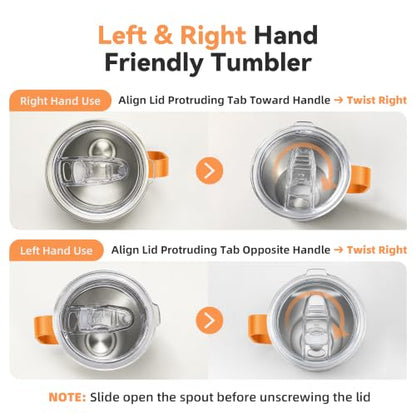30 oz Stainless Steel Tumblers Bulk with Handle and Lid, 4 Pack - color: Orange