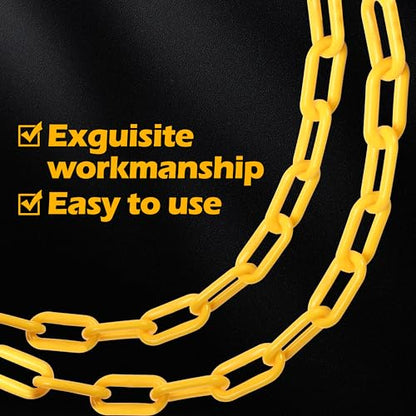 Ahniiqo120 Feet Plastic Barrier Chain Black,1.5-Inch Link Diameter Safety Barrier Chain，Large Plastic Chain，6MM Plastic Barrier Chain，Plastic Chain Links - color: Black, size: 1-1/2 in-120feet