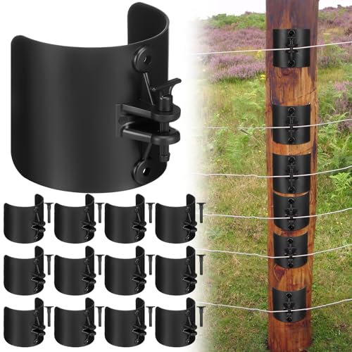 Pangda 12 Pcs Electric Fence Insulators for Wood Posts, Black | Nail-on Plastic Insulators, UV Resistant, Corner Post Fencing Accessories, Farm Garden and Livestock Fences - color: Black