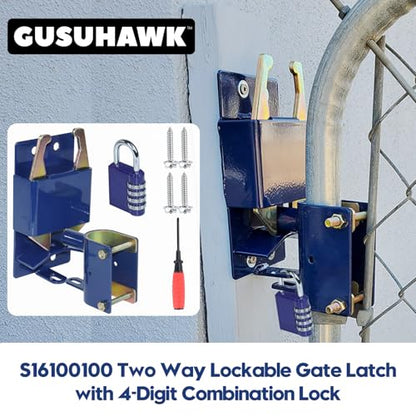 2 Way Farm Gate Latch for Gates with 1-5/8" to 2" Tubes, Lockable - color: 1x S16100100(Large Size Version 4.1"x 7.8")