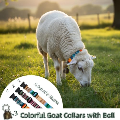 Goat Collars and Bells，Durable Nylon Adjustable Collar (Gradation) - color: Gradation, size: 3 PCS