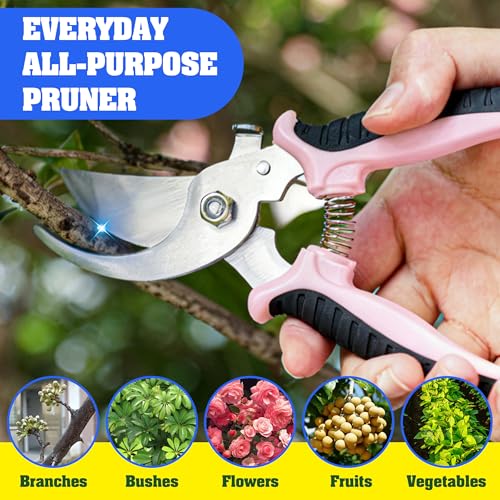 EWPJDK 4 Pack Garden Pruning Shears Scissors Clippers Stainless Steel - color: Pink
