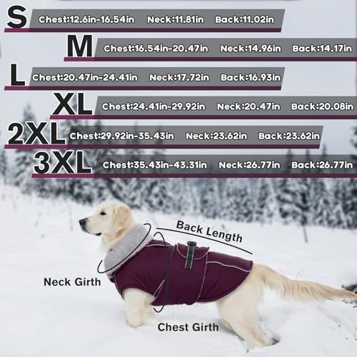 Lelepet Dog Jackets for Small Dogs Waterproof Dog Coat with Adjustable Fit - color: Dark Purple, size: M