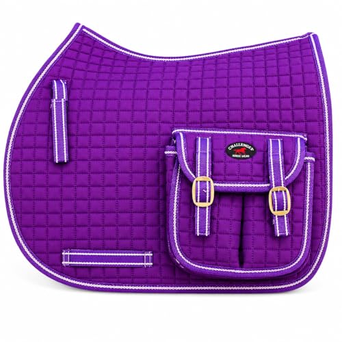Horse Quilted English All-Purpose Saddle Pad Purple w/ Pockets 7285
