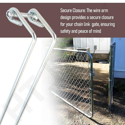 Over Throw Wire Arm Top Gate Latch Chain Link, Silver, Long 13.5"