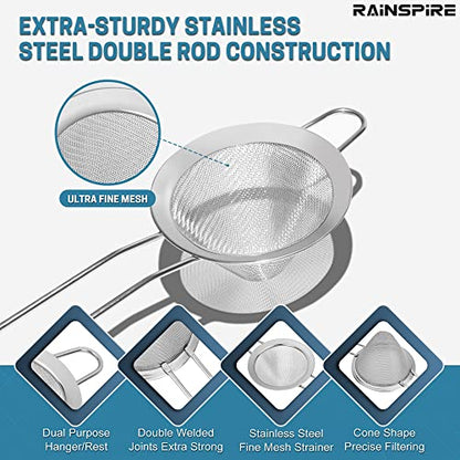 Fine Mesh Strainers Reinforced Anti-Break Handle Drink Tea Strainer Sliver - color: Silver