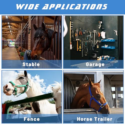 6 Pcs Horse Bridle Rack Wall Mount Black Metal Bridle Holder with Hook and Screws Bracket for Horse Barn Tack Room Stall Storage Derby Day Supplies