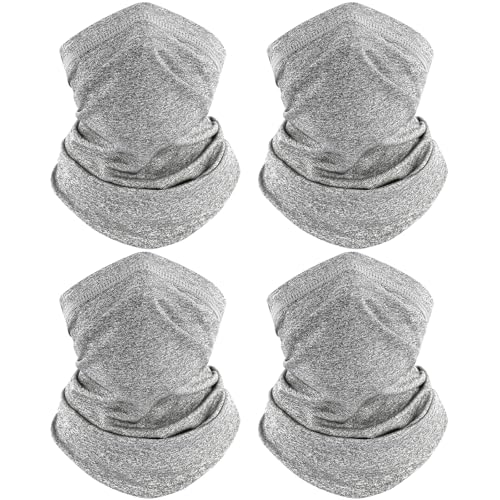 TICONN Neck Gaiter for Men Women, Cooling Bandana Face Mask Cover Gator - color: Heather Gray-4pk, style: Quick Dry