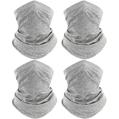TICONN Neck Gaiter for Men Women, Cooling Bandana Face Mask Cover Gator - color: Heather Gray-4pk, style: Quick Dry