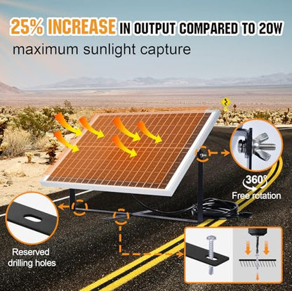ECO-WORTHY 25W 12V Solar Panel Battery Charger Trickle Maintainer Kit - size: 25W Kit