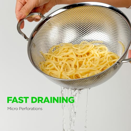Stainless Steel Colander Set of 3, Large 4/6/8 Qt, Nesting - size: 4+6+8QT Colander
