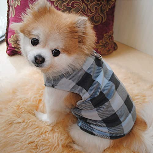 Dog Sweater, Soft Fleece Vest with Leash Ring Pullover Jacket Winter Pet Dog Clothes for Puppy Small Dogs Cat Teddy Chihuahua Yorkshire for Christmas (X-Small, Blue Grey Plaid) | Winter Jacket,Pet Clothing,Dog Clothes,Puppy,For Small Dogs Cats,Teddy,Cat A