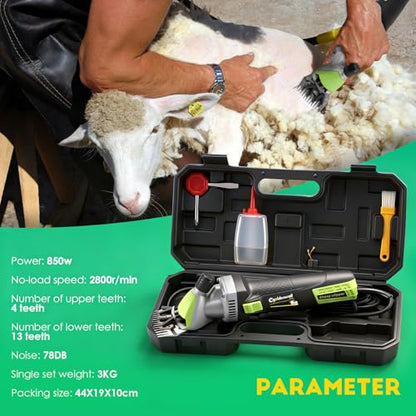 CGOLDENWALL 850W Sheep Shears Electric Sheep Clipper for Grooming Professional Heavy Duty Shearing Clipper with 6 Speed & Blade Tightness Adjustment- 110V (13 Straight Teeth Blade)