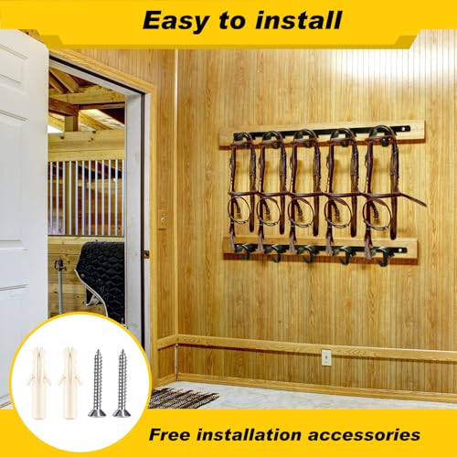 Zonon 4 Pcs Horse Tack Bridle Hooks Metal Horse Bridle Rack Stall Hanger for Tack Harness Storage Stall Fence Barn Supplies