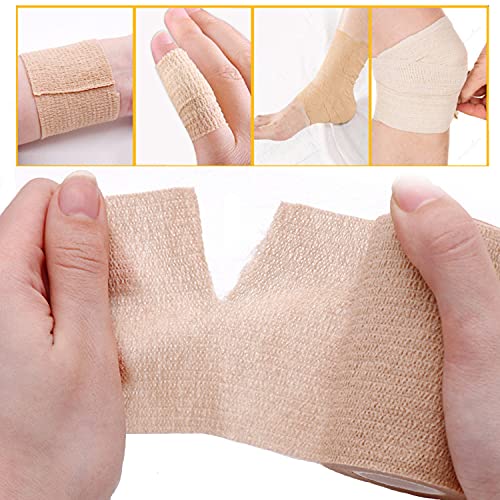 Self Adhesive Bandage Multi Size, Cohesive Medical Tape, Breathable Waterproof Elastic Athletic Non-Woven Bandage, 8 Rolls Sports Wrap Tape for Wrist and Ankle - size: Mix Size - 8 Rolls