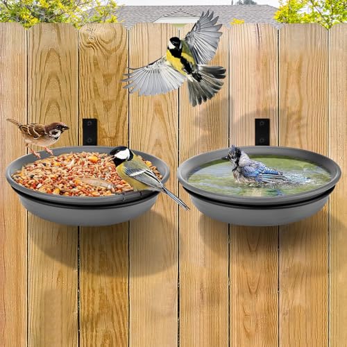 Alphatool Fence Bird Feeders Tray, 8.3'' Dia., Grey, 2 Pcs - color: Gray, size: 2pcs