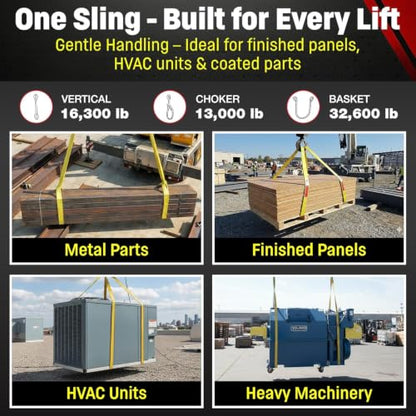 DD Sling 6 Inch x 12 Foot Nylon Lifting Sling – USA Made, 16,300 lb Vertical, 13,000 lb Choker, 32,600 lb Basket – 2-Ply Heavy Duty 900 Webbing, Type 4 Twisted Eye & Eye Rigging Sling - size: 6 in x 12 ft
