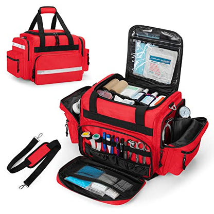 Damero Professional Medical Bag Empty, First Responder Trauma Bag, Red - color: Red
