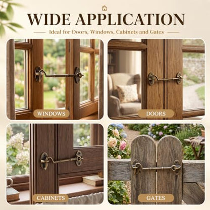 2 Pieces 4.1 Inch Brass Hook and Eye Latch Gate Door Latch, Bronze - color: Bronze, size: 4.13 Inch
