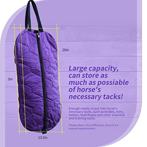Bridle Bag for Horses, Durable Nylon Bridle Halter Bag with 3 Layers Padded Horse Tack Carry Bag-Large Capacity Protect Tack - color: Purple