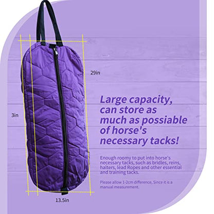 Bridle Bag for Horses, Durable Nylon Bridle Halter Bag with 3 Layers Padded Horse Tack Carry Bag-Large Capacity Protect Tack - color: Purple