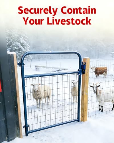 Farm Gate 4ft×50in, PVC-Coated Welded Steel Livestock Gate, Blue
