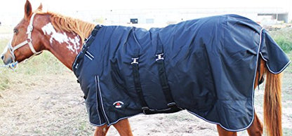Challenger 1200D Turnout Waterproof Horse Heavy Winter Blanket w/Bellyband Black 551B - color: Black, size: 84"