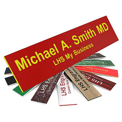 Custom Engraved Office Door Name Plate & Desk Signs, Red, 2x4 - color: B22 - Red & Yellow Lettering, size: 2in x 4in (5.1cm x 10.1cm)