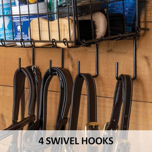 EASY-UP 24" Collapsible Basket and Tack Rack | The Ultimate Tack Room Organizer for Every Equestrian | Color Black