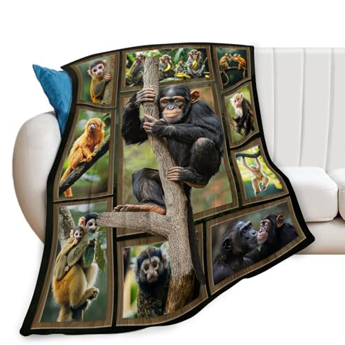 Monkey Blanket Chimpanzee Animal Throw Blankets 60"x50" - color: Monkey, size: 60"x50"