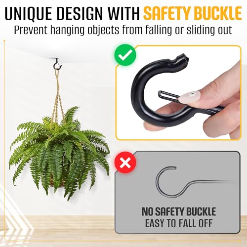 [HEAVY-DUTY] 250Lbs 6’’ M10 Q-Hanger Hook with Safety Buckle & Washer, 2Pcs