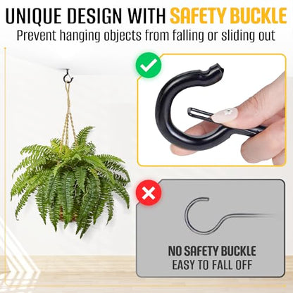 [HEAVY-DUTY] 250Lbs 6’’ M10 Q-Hanger Hook with Safety Buckle & Washer, 2Pcs
