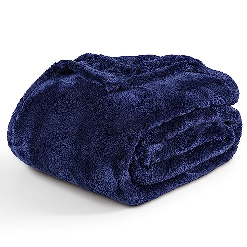 Berkshire Blanket Classic Extra-Fluffy™ Plush Blanket King Size, Soft Fuzzy Fluffy Long Hair Blanket for Couch Sofa Bed, Atlantis Dark Blue, 90x108 Inches - color: Atlantis Blue, size: King/Cal King