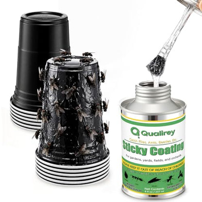 Qualirey Sticky Coating Trap with Brush and 12 Pcs Plastic Cup, Horse Bug - style: Horse Bug