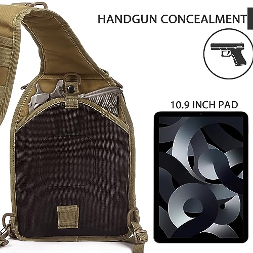 HAOMUK Tactical Sling Bag Backpack Military Rover Shoulder Sling Pack Small EDC Crossbody Chest Bag for Men - color: Khaki