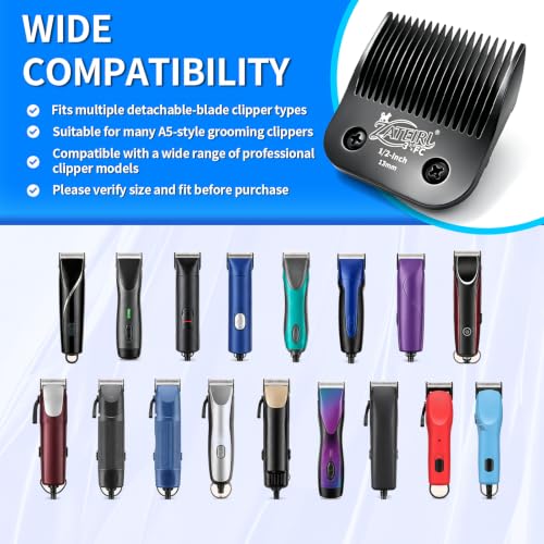 Size 3-3/4FC Detachable Pet Grooming Clipper Blade with Steel Cutter, 1/2 Inch (13 mm) Cut Length, Black, Compatible with Andis, Oster A5, Wahl KM10, 1 Pack - color: Black, size: 3-3/4FC 13mm