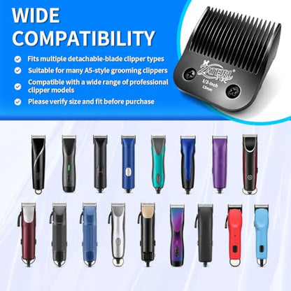 Size 3-3/4FC Detachable Pet Grooming Clipper Blade with Steel Cutter, 1/2 Inch (13 mm) Cut Length, Black, Compatible with Andis, Oster A5, Wahl KM10, 1 Pack - color: Black, size: 3-3/4FC 13mm