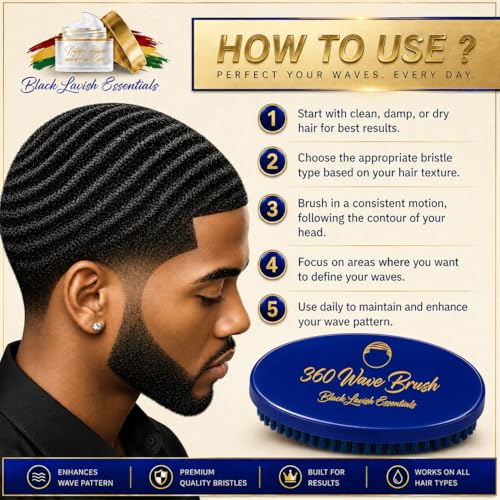 Men’s Hair Brush, Build Deeper Waves, Soft and Hard Boar Bristle Curved Wave Brush, Perfect for Styling Hair (Soft-Brush, Blue) - color: Royal Blue, size: Soft Brush