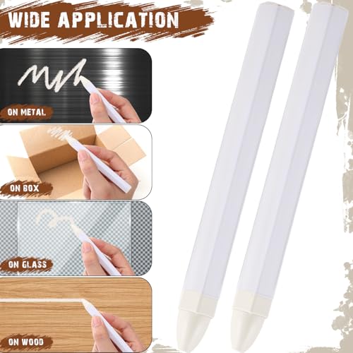 MotiMind 120 Pcs Industrial Lumber Crayons Bulk Wax Tire Marker Construction Marker for Craft Detailed Marking on Lumber Metal Carton Ceramics Concrete Glass Plastic 4.45" x 0.43" (White) - color: White